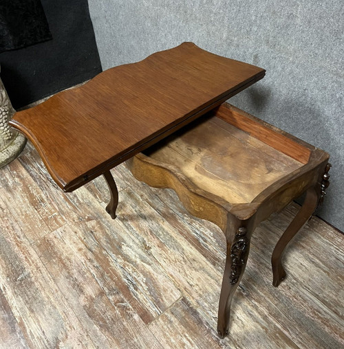 table a jeux style Louis XV en marqueterie vers 1850