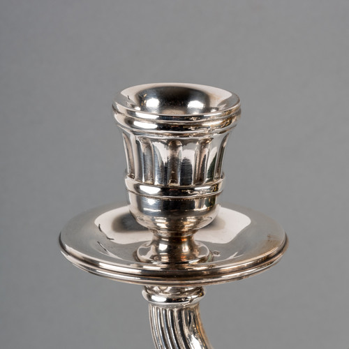 Pair of Solid Silver Candelabra, Hénin & Cie