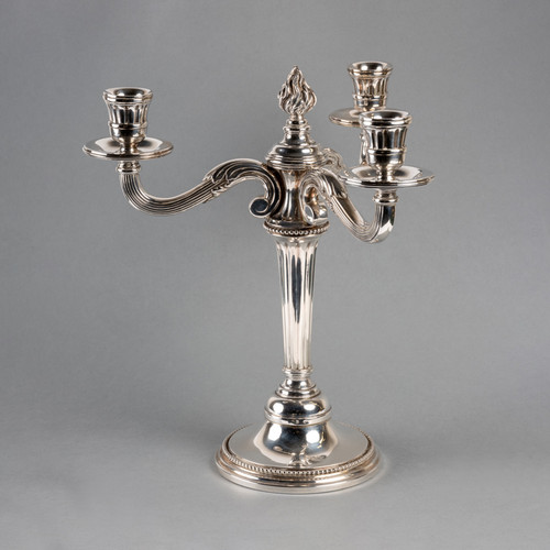 Pair of Solid Silver Candelabra, Hénin & Cie