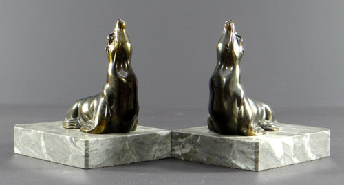 France, 1930/1950, Pair Of Cast-Iron Bookends Featuring Sea Lions.