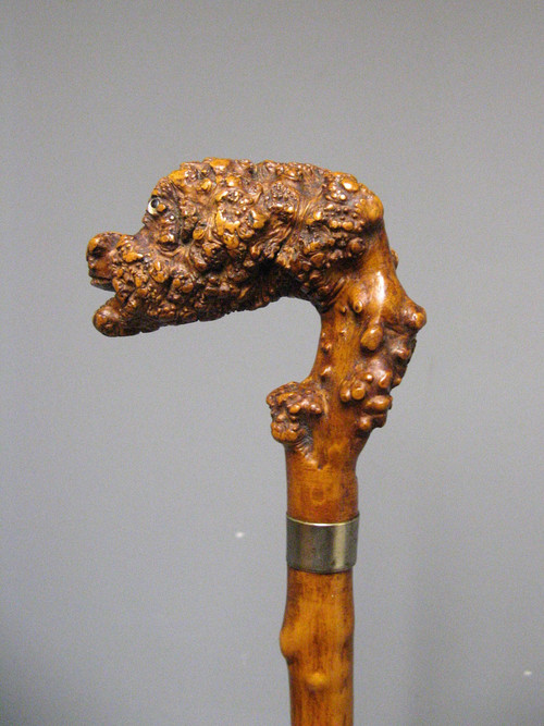 Carved Root Cane. Folk Art Cane with Monster Head.