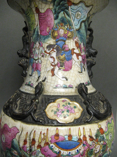 Grande vaso cinese in ceramica incrinata di Nanchino del XIX sec. Famiglia Rose.