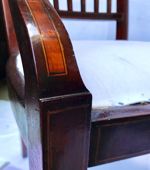 Mahogany inlaid desk armchairs XIXth century