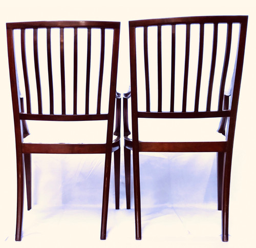 Mahogany inlaid desk armchairs XIXth century