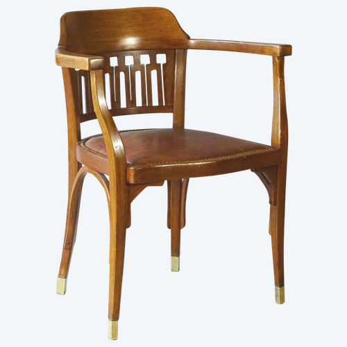 N°714 bentwood armchair by KOHN design Gustave Siegel 1910 no Thonet leather seat