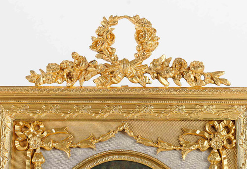 A beautiful ivory painting of Marie Antoinette in a late 19th century gilt bronze frame.