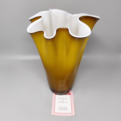 1960 Stupefacente vaso "Fazzoletto" di Ca' Dei Vetrai in vetro di Murano. Prodotto in Italia