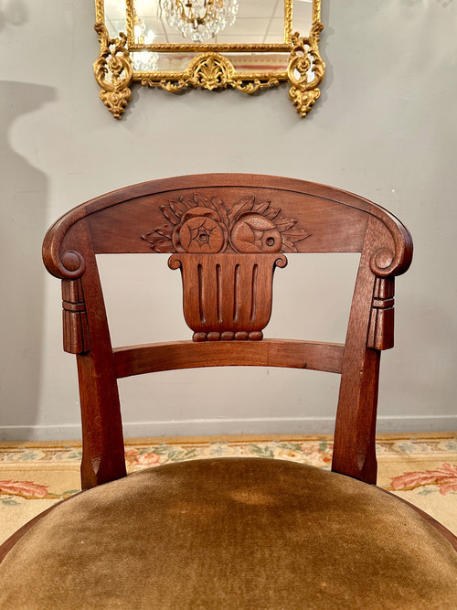 Süe Et Mare, Pair Of Art Deco Mahogany Chairs Circa 1920