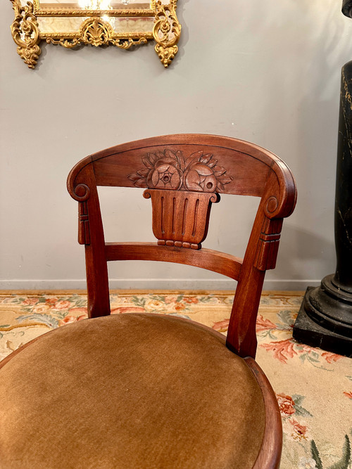 Süe Et Mare, Pair Of Art Deco Mahogany Chairs Circa 1920