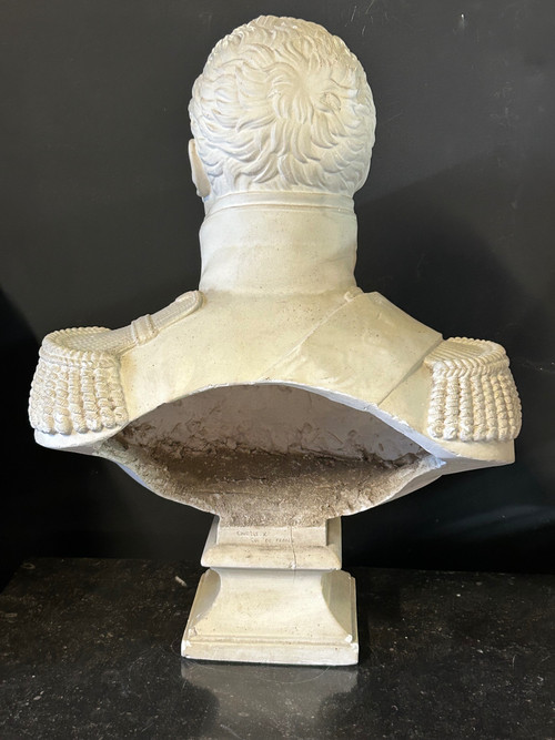 Large Plaster Bust Of Charles X In Military Uniform Late 19th Century