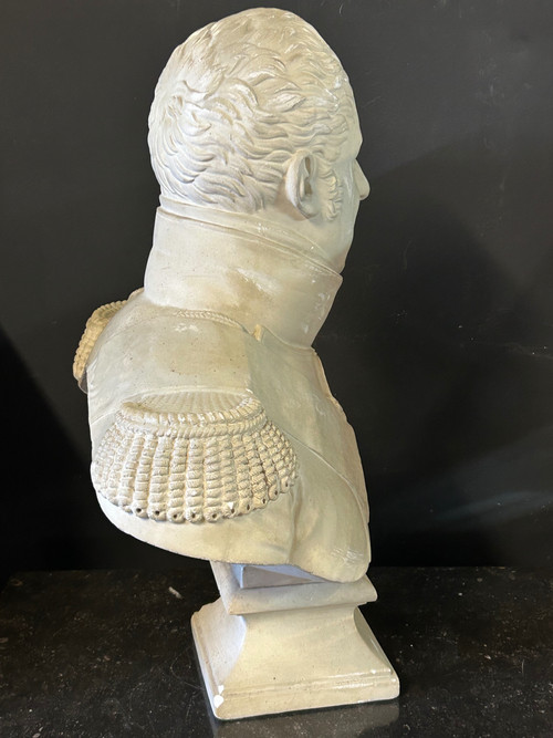 Large Plaster Bust Of Charles X In Military Uniform Late 19th Century