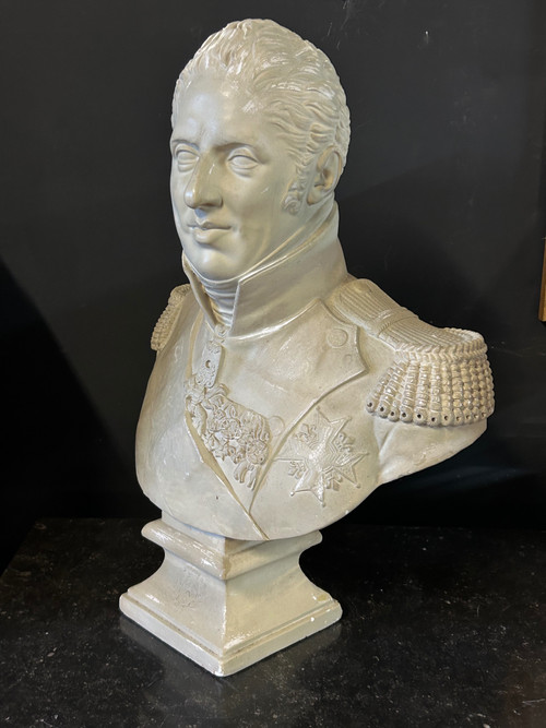 Large Plaster Bust Of Charles X In Military Uniform Late 19th Century