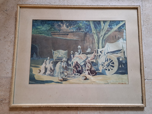 Mc Kean , North African Village Scene , Watercolor , 1949.