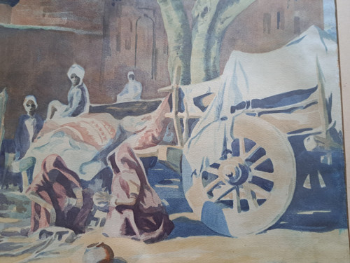 Mc Kean , North African Village Scene , Watercolor , 1949.