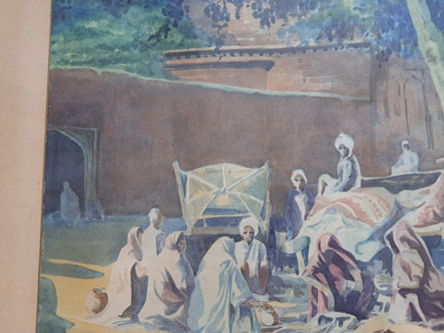 Mc Kean , North African Village Scene , Watercolor , 1949.