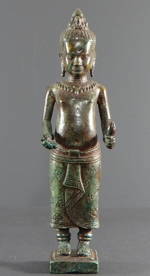 Cambogia, Popolo Khmer, Fine del XIX secolo, Statua di Vishnu in bronzo.