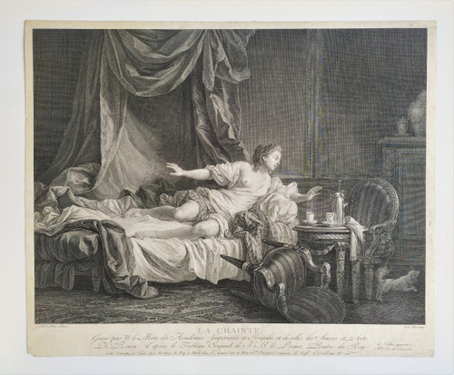 Etching Fear Erotic Engraving 18th Century Old Print