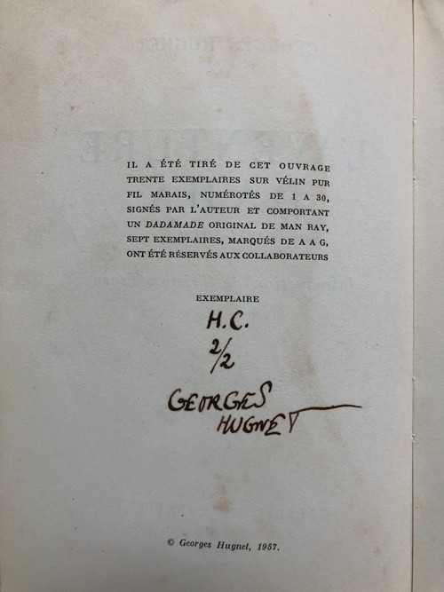 L'aventure DADA  par Georges Hugnet Galerie de l'institut  Paris 1957 Exemplaire H.C. 2/2