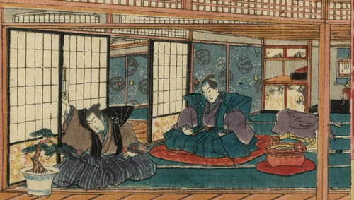 Utagawa Toyokuni I, estampe japonaise, scène de vie d'un palais