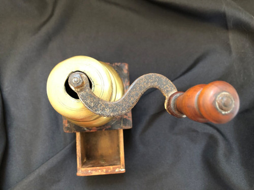 18th century Dutch coffee grinder with copper inlay circa 1750