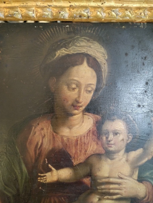 Virgin and Child - Oil On Copper - Antwerp School - 17th C.