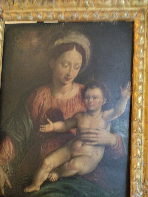 Virgin and Child - Oil On Copper - Antwerp School - 17th C.