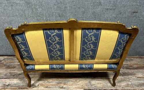 banquette de style louis XV en bois doré époque XXeme siècle