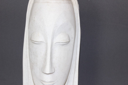 Art Deco Plaster Sculpture Representing A Woman's Head In The Taste Of Gustave Miklos