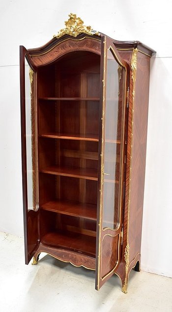  Mahogany and Rosewood Bookcase, Louis XV style, Napoleon III period - mid 19th century