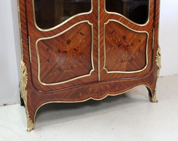  Mahogany and Rosewood Bookcase, Louis XV style, Napoleon III period - mid 19th century