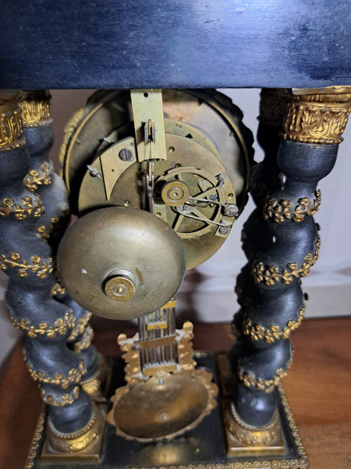 Vecchio orologio da portico Napoleone 3 con intarsio Boulle