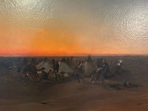 F-A Biard (1798-1882) After - Large Orientalist Painting Bivouac Scene Around 1850