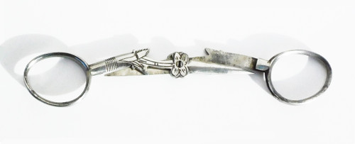 Pair Of Steel Folding Sewing Embroidery Scissors For Châtelaine Flower Shape Late 19th Century Early 20th Century