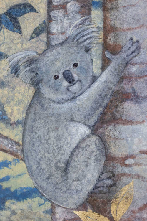 Painted canvas representing koalas. Contemporary work