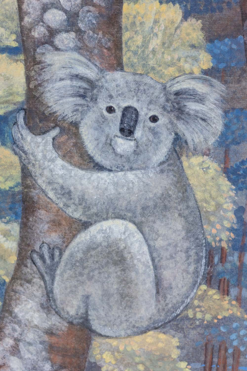 Painted canvas representing koalas. Contemporary work