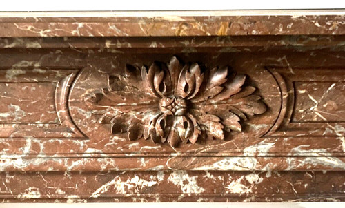 Louis XVI Style Fireplace In Speckled Red Marble 20th Century