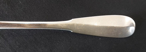 18th century solid silver stew spoon