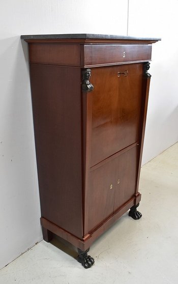  Small Secretary `` Return of Egypt '' in Mahogany Veneer of Thread - Late 19th Century