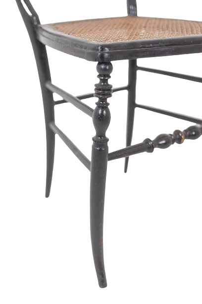 Cane chair in turned and blackened wood. Napoleon III.