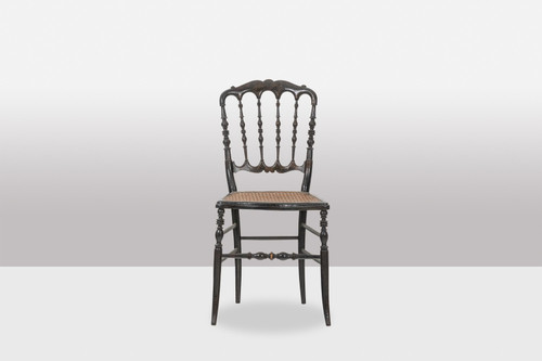 Cane chair in turned and blackened wood. Napoleon III.