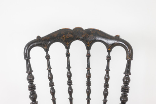 Cane chair in turned and blackened wood. Napoleon III.