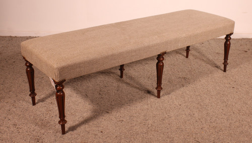 6 Feet Walnut Bench From The 19th Century