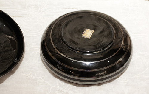 Black and silver glass box signed HEM, Michel Herman circa 1930