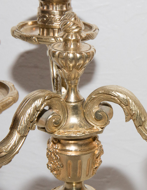 Pair Of Henri Picard Gilt Bronze Candlesticks