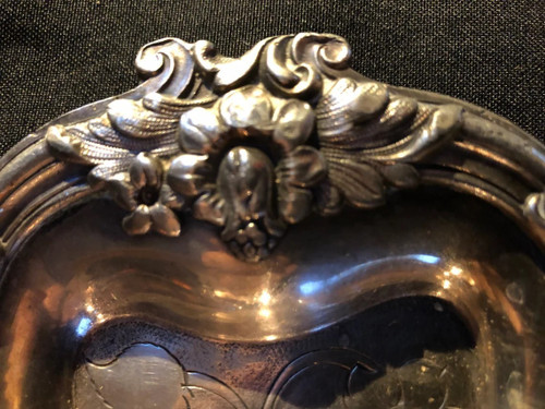 19th century solid silver business card tray