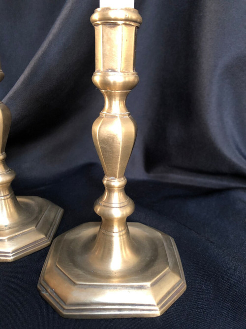 Pair of 18th century bronze candlesticks