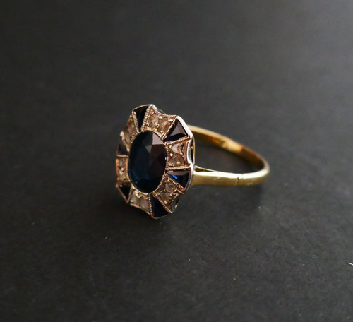 Art Deco Sapphire And Diamond Ring.