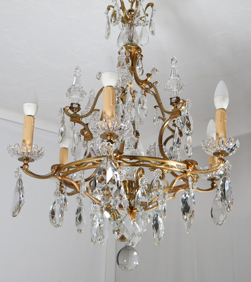 Bronze And Crystal Chandelier Signed Baccarat Late 19th Century