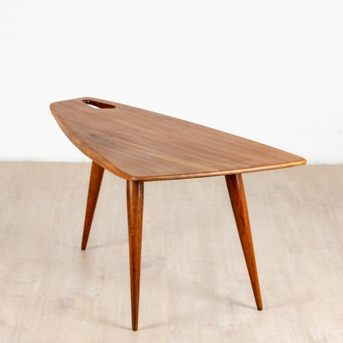 Mahogany tripod coffee table by Pierre Cruège, 1953