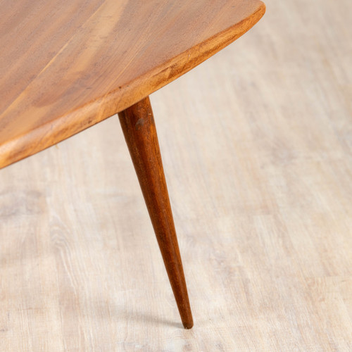 Mahogany tripod coffee table by Pierre Cruège, 1953